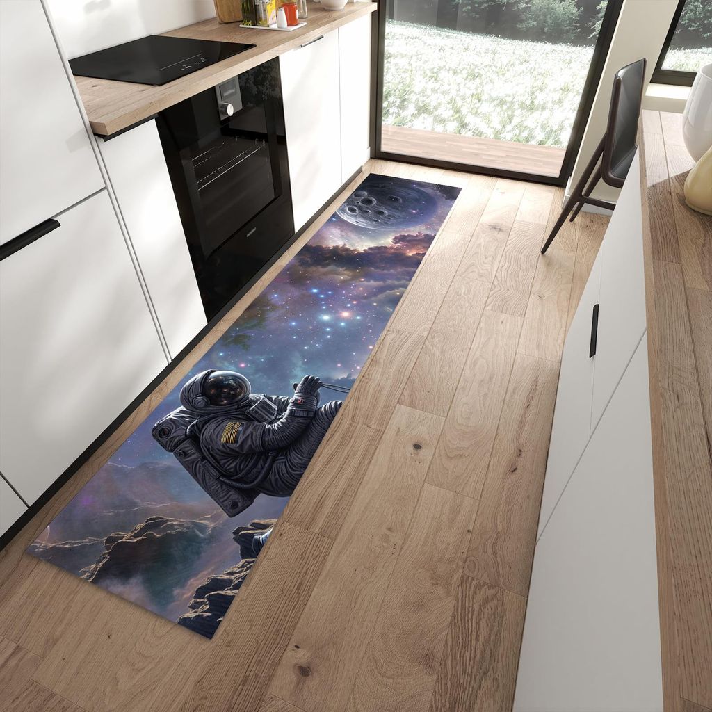 Küchenteppich 60x270cm rutschfest & abwischbar PVC Läufer - In All Astronaut