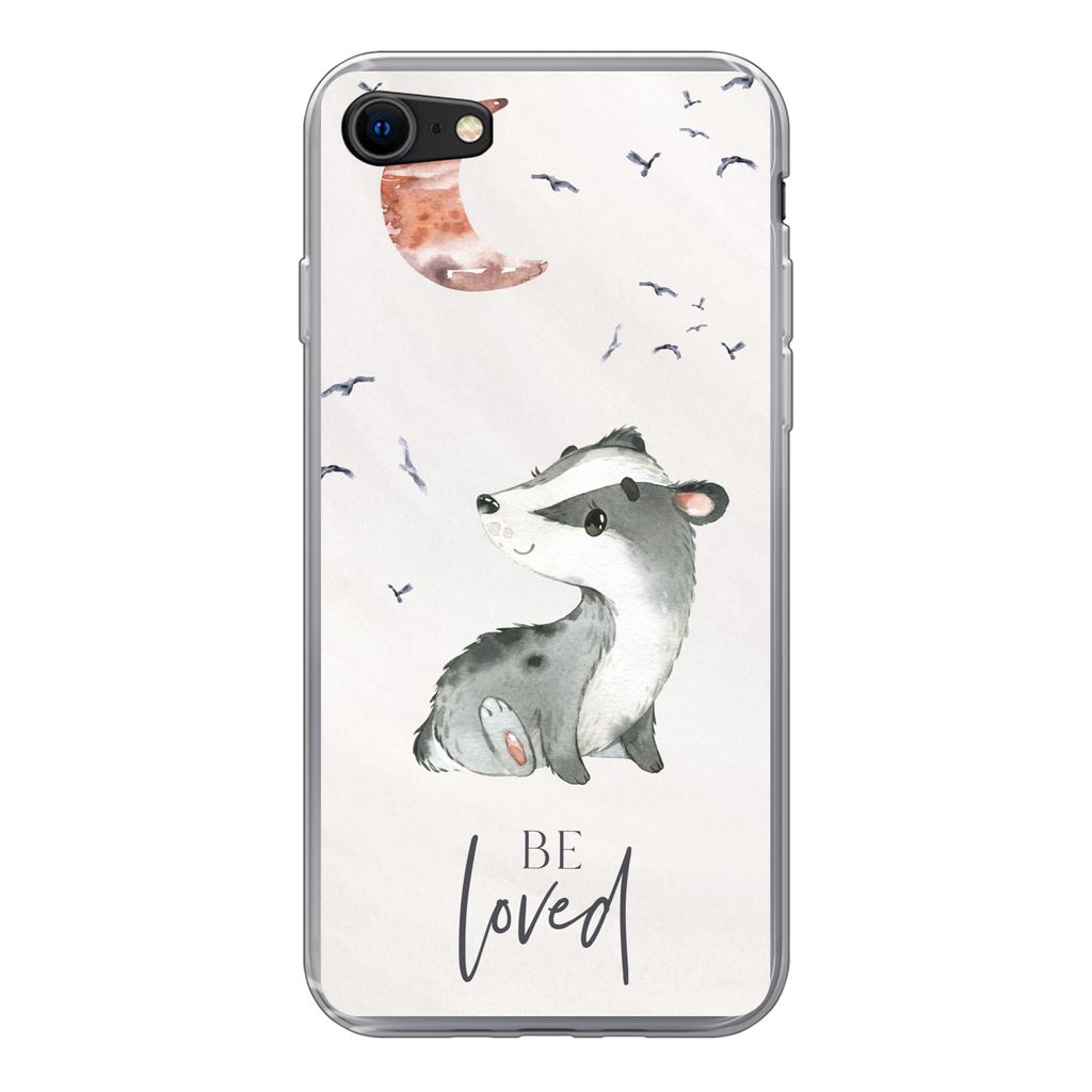 MuchoWow Handyhülle Schutzhülle Hülle für iPhone SE 2022 Zitate - Geliebt werden - Sprichwörter - Kind - Jungen - Mädchen - Aquarell Siliko...