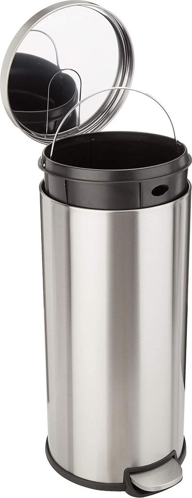 Runde zylindrische Mülltonne mit Soft-Close 30 Liter - gebürsteter Edelstahl