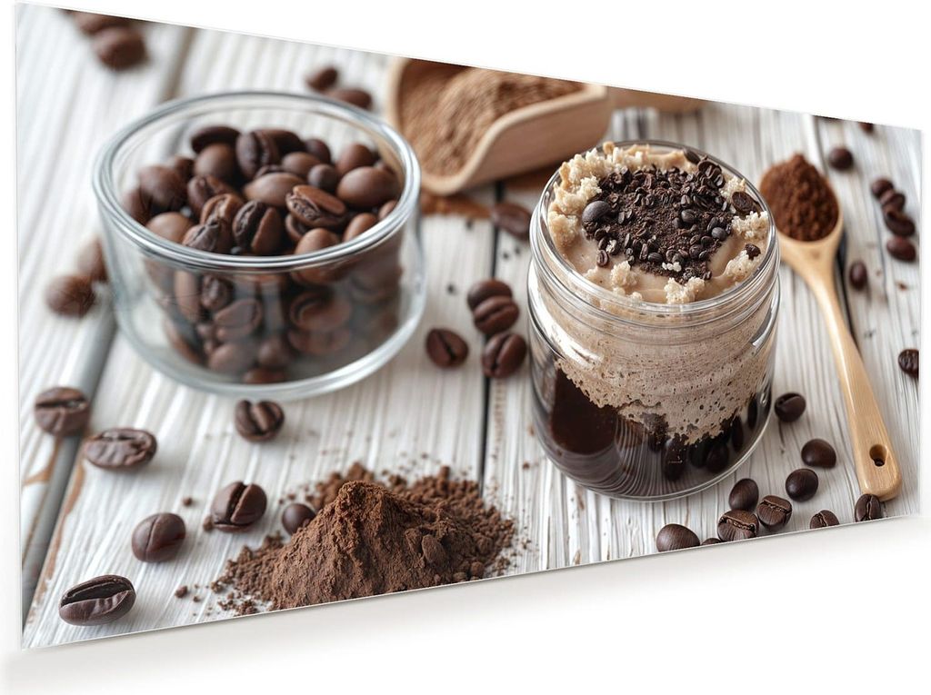 Glasbild 110x55cm in XXL für Wohnzimmer, Schlafzimmer Motiv Kaffeedessert Glas