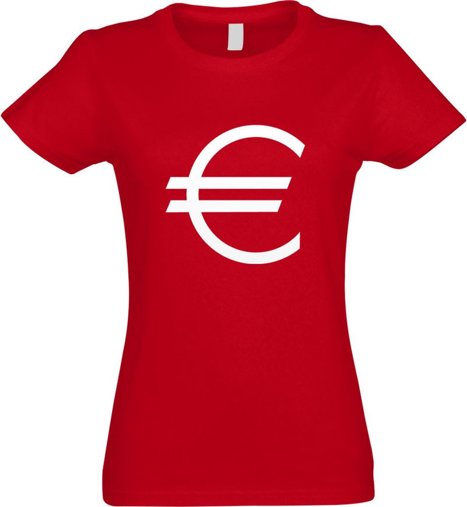 Kiwistar - T-Shirt tailliert - Damen - rot - Eurozeichen - Eur Euro Symbol - mit Motiv Bedruckt - Funshirt Design - Sport - Freizeit - Damen - M