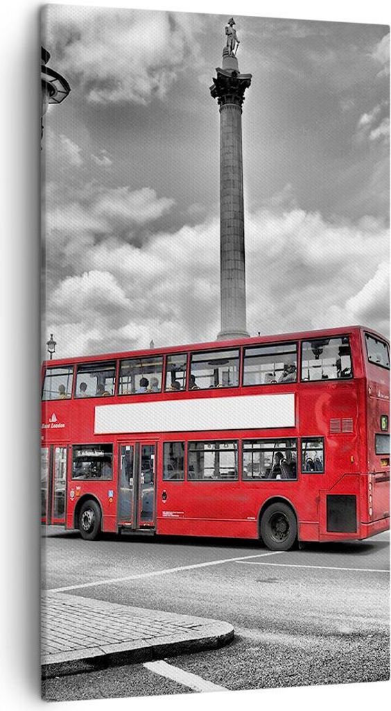 Bild auf Leinwand - Leinwandbild - Trafalgar Platz Taxi London - 45x80cm - Wand Bild - Wanddeko - Leinwanddruck - Bilder - Kunstdruck - Wanddekorat...
