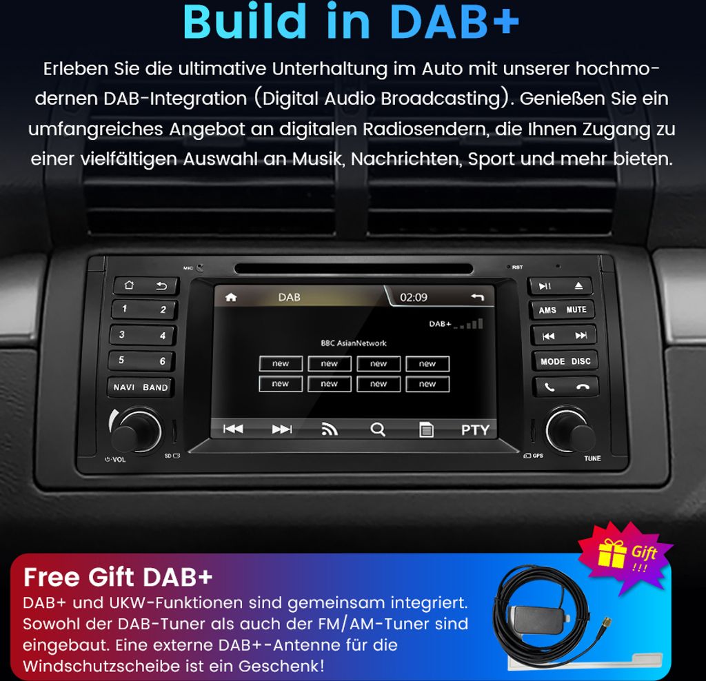 7-palcové autorádio s DVD Navi Bluetooth GPS DAB SWC RDS Obrázok produktu 4