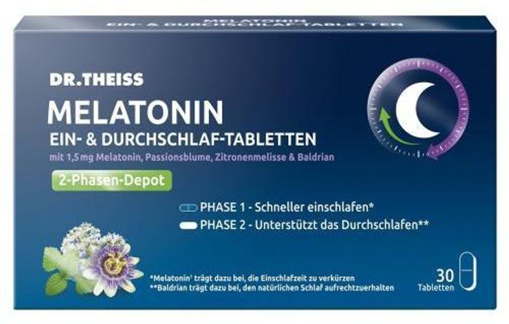 Dr.Theiss Melatonin Ein- & Durchschlaf-Tabletten 30 St Produktbild 