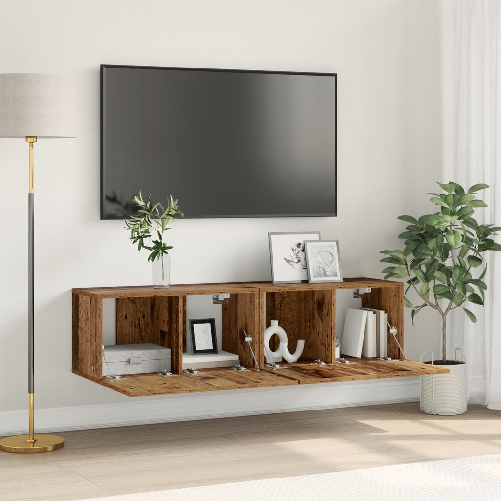 Desgin TV-Schranksystem Altes Holz Massivholz Altholz Mittel TV-Schrank - TV-Schränke 875165