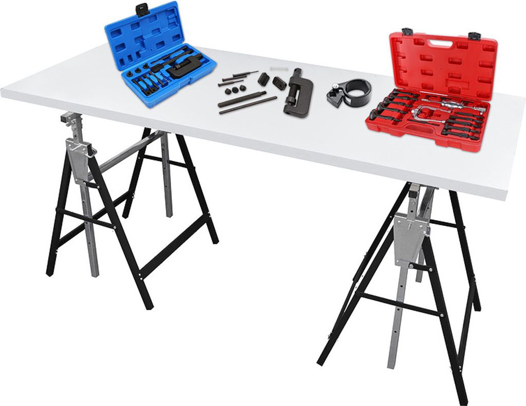 HENGDA Gerüstbock Set 2x Metallbock – Arbeitsbock Bis 200kg, Höhenverstellbar 80-130cm