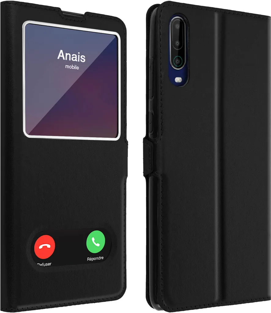 Custodia Elegante Wiko View 4 / 4 Lite - Avizar Flip Cover Nera