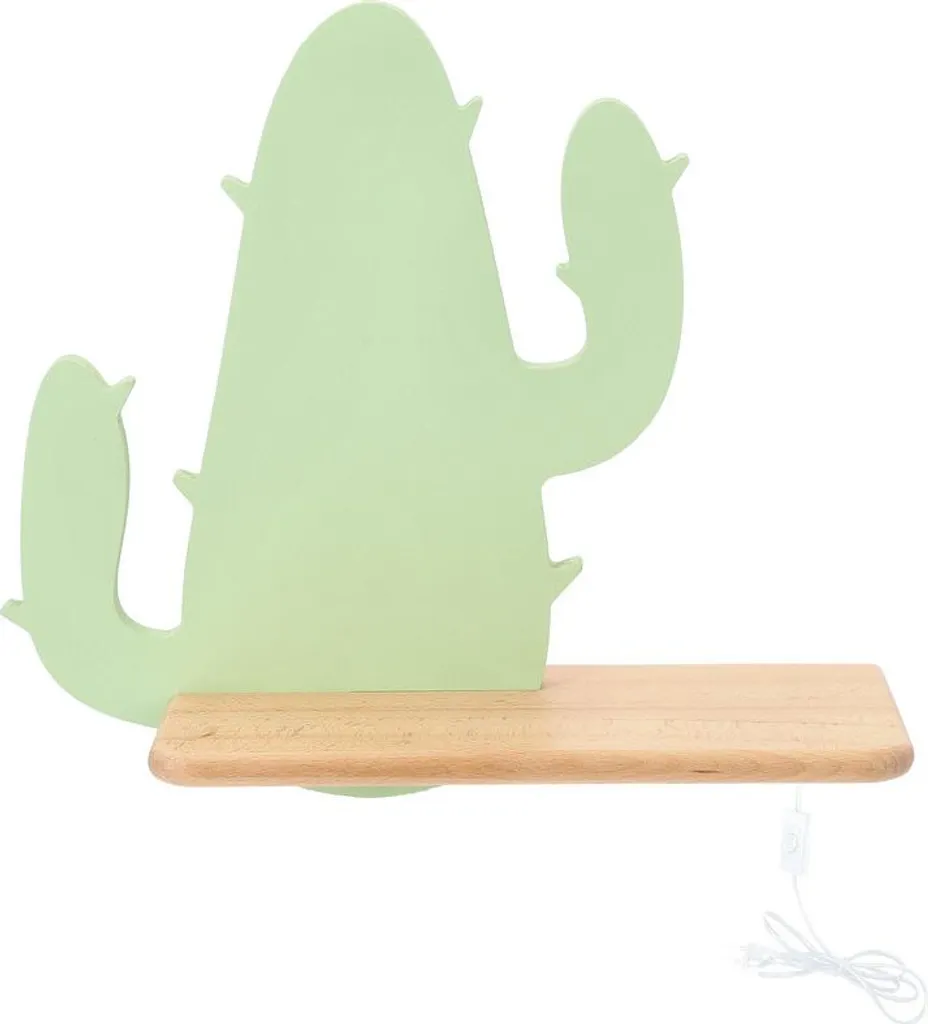 Lampe murale LED pour enfant Cactus 2 verte : éclairage prise 4000K