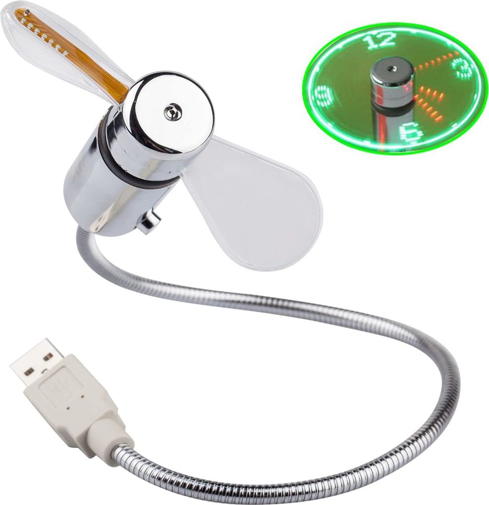 USB ventilátor s funkcí hodin a displejem zobrazujícím Obrázek produktu 