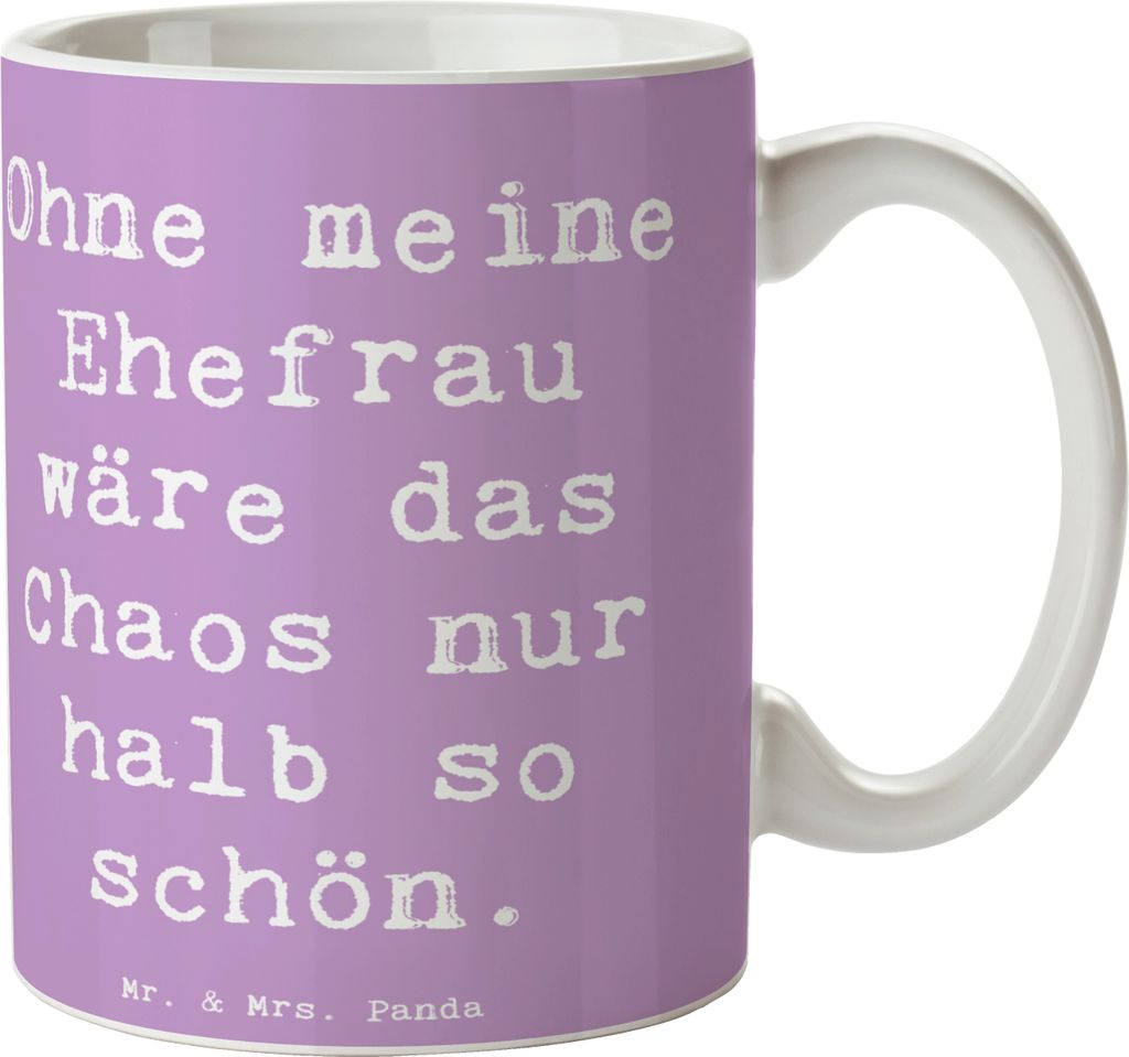 Mr. & Mrs. Panda Trinkbecher Spruch Ehefrau Chaos - Lavendeltraum - Geschenk, Keramikbecher, haferl, Beziehung, für, Tasse, Kaffeetasse, Humor, Po...
