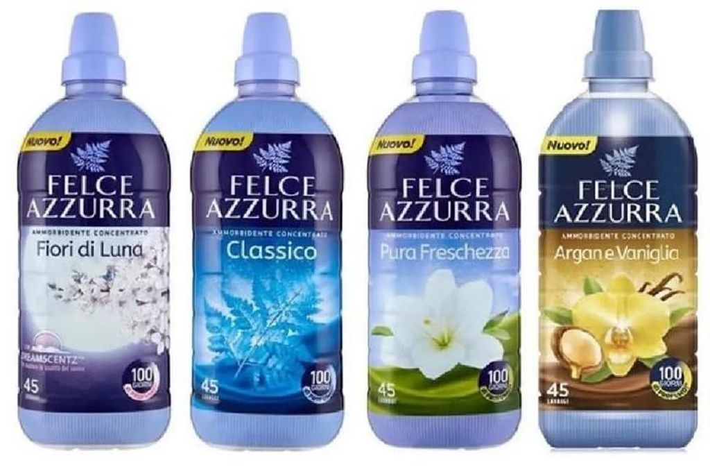 Felce Azzurra Weichspüler-Testpaket, Classico, Amber und Produktbild 
