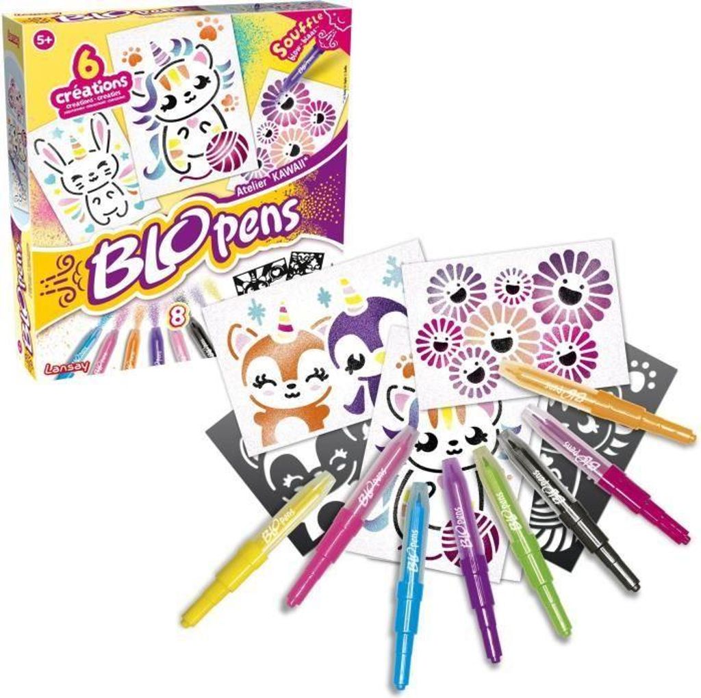 Blopens Atelier Kawaii Lansay, Airbrush Stifte, Wiederverwendbare Schablonen, Ab 5 Jahren