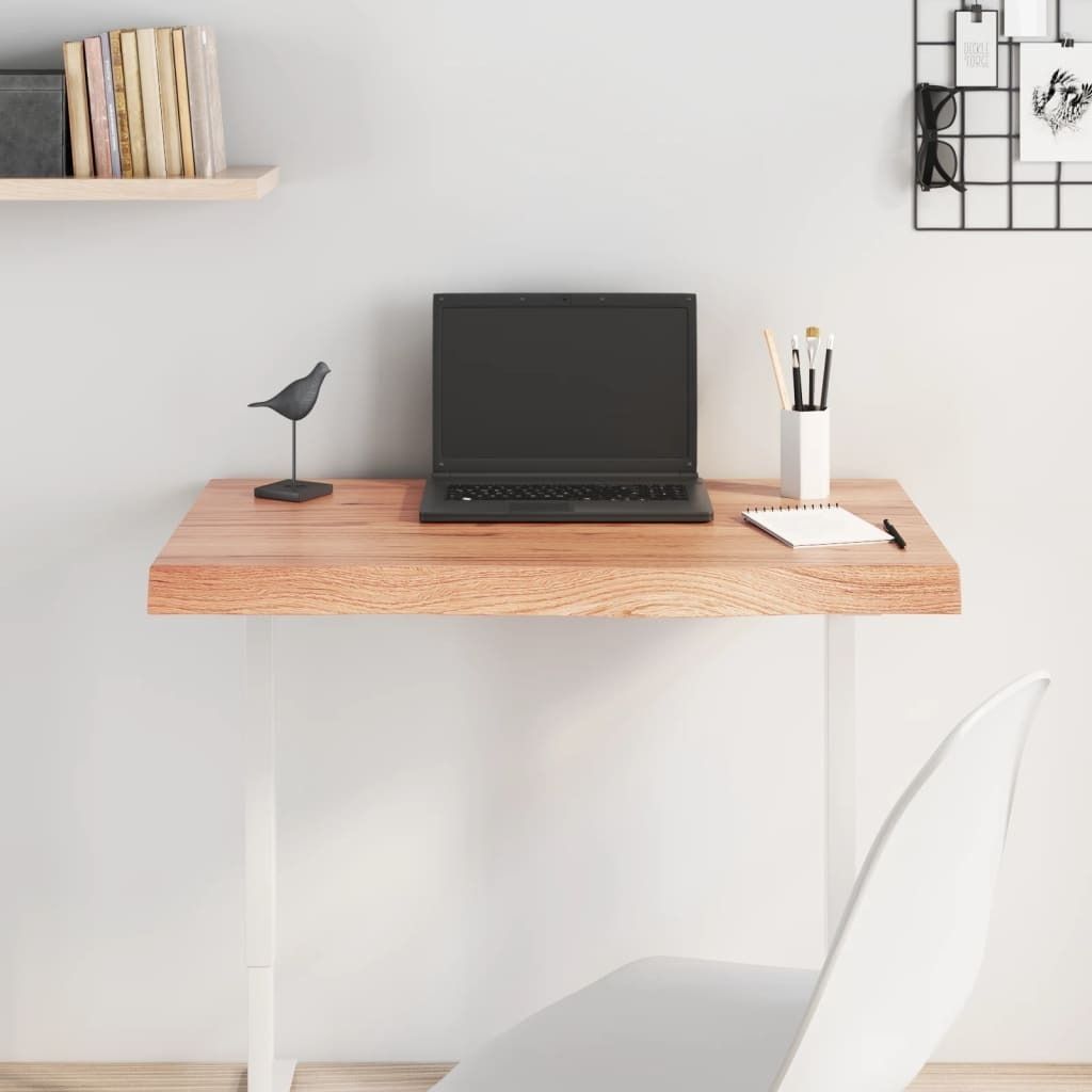 "Spring Sale"Tischplatte - elegantes Design - Schreibtischplatte - Hellbraun 80x60x(2-6)cm Massivholz Eiche Behandelt DE358615 - Tischplatten