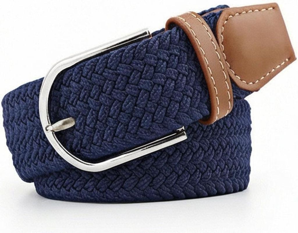 Elastischer Flechtgürtel in Navy Blau – Stufenloser Stretchgürtel für Damen & Herren