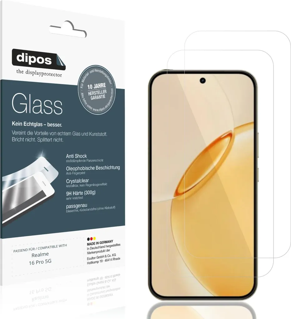 2x Pellicola Realme 16 Pro 5G - Vetro Flessibile 9H dipos Antigraffio