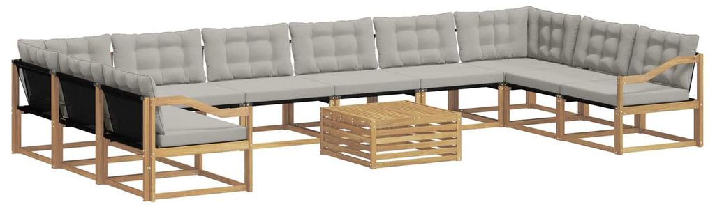 “2026 Modern“ Braun Outdoor-Sofagarnitur mit Kissen 11 pcs Weiß und Hellgrau - Designermöbel 71504 - Gartensofas