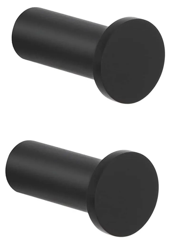 Patère Murale Noire avec Vis en Inox, Lot de 2 Crochets pour Armoire