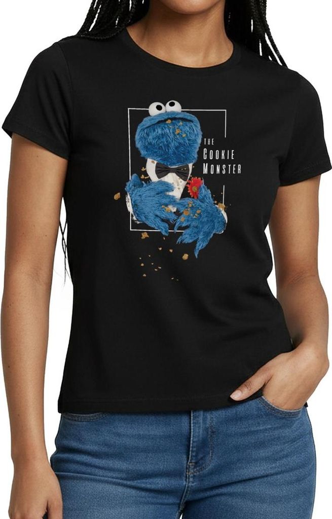 Spreadshirt Sesamstraße The Cookie Monster Frauen T-Shirt, L, Schwarz