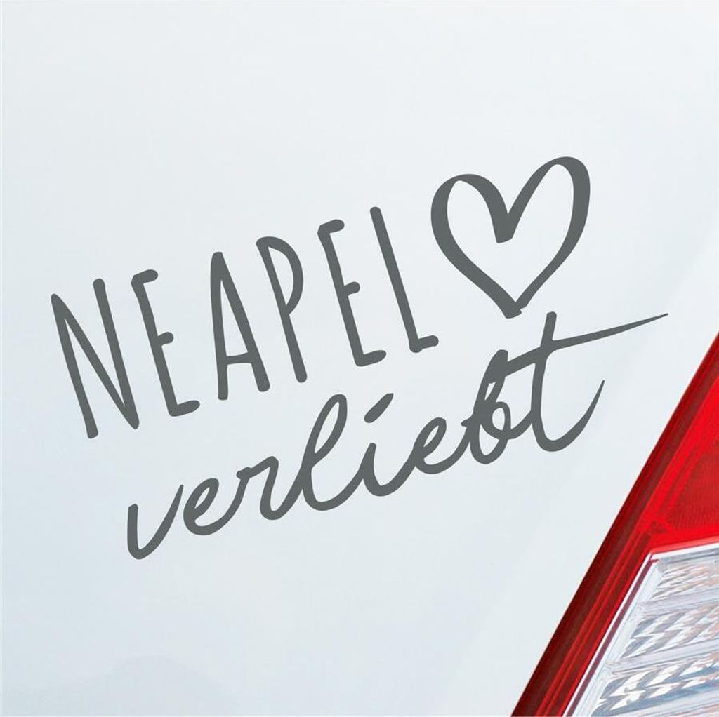 Auto Aufkleber Neapel verliebt Herz Stadt Heimat Liebe Car 19x10 cm Grau Sticker Heckscheibenaufkleber