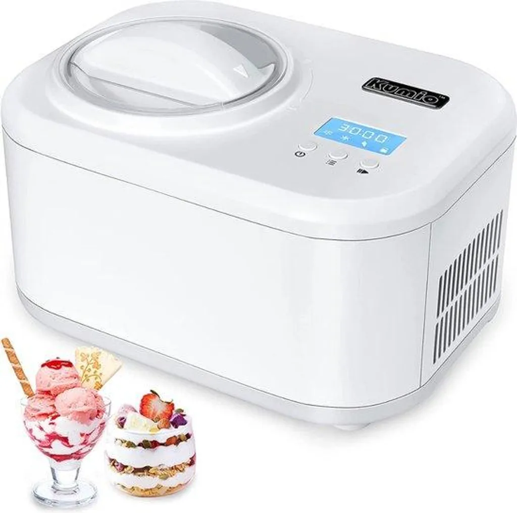 Machine à glace à compresseur 1L avec écran LCD et minuterie blanche
