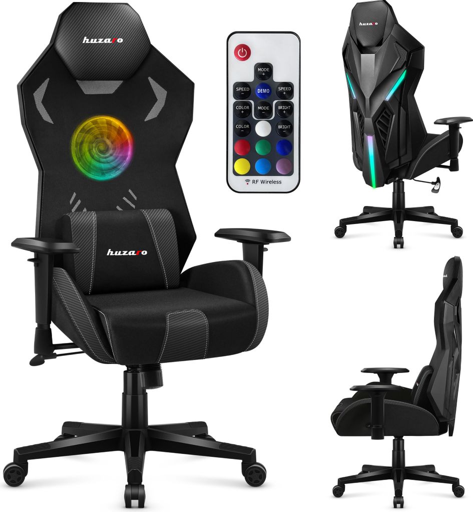 Huzaro Combat 7.6 RGB LED | Gaming Stuhl Schreibtischstuhl Gamer Sessel | Höhenverstellbar Verstellbare Rückenlehne Fußstütze