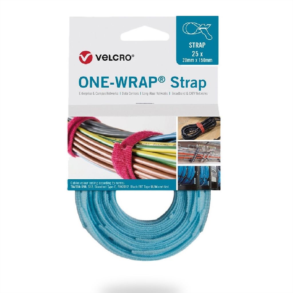 VELCRO One Wrap Strap 20mm x 330mm, 25 Stück, türkis