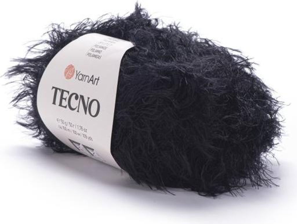 YarnArt Tecno 21 – Flauschige Effektgarn in Schwarz, ideal für Akzente, Details & glamouröse Projekte – 100% Polyamid, 50 g