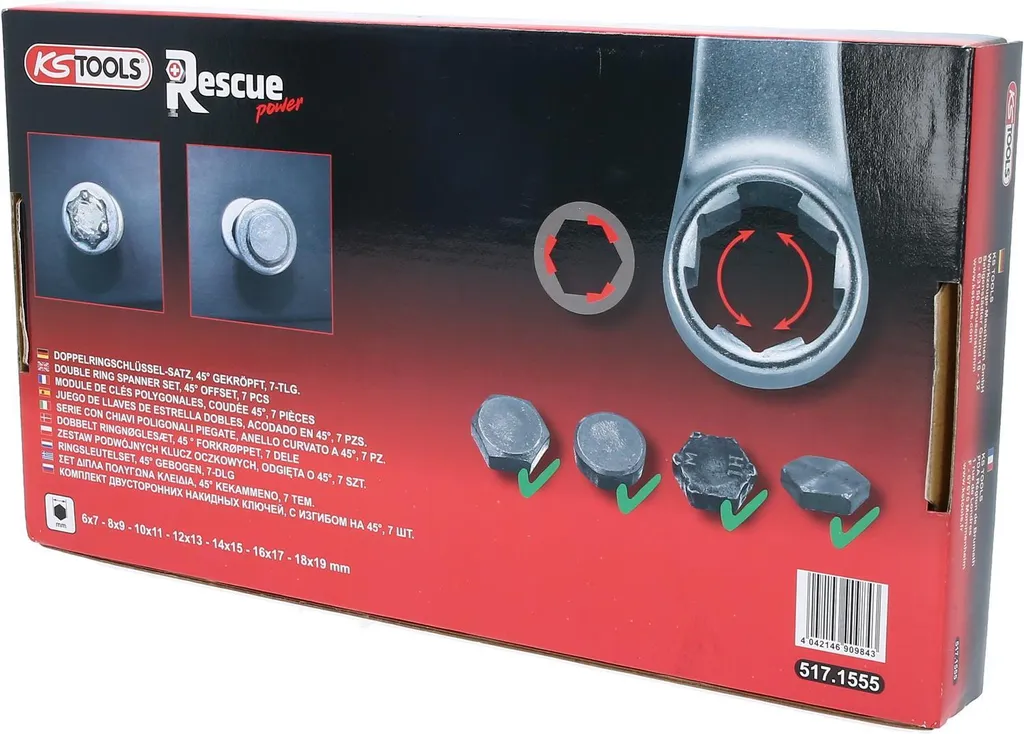 Clés Polygonales KS Tools 6-19mm pour Débloquer les Écrous Usés 7 Pièces - 4