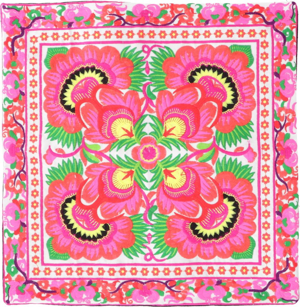 Ethno Kissenhülle Chiang Mai - Pink/weiß, Baumwolle, 40*40*0,5 cm, Zierkissen, Dekokissen, Sofakissen
