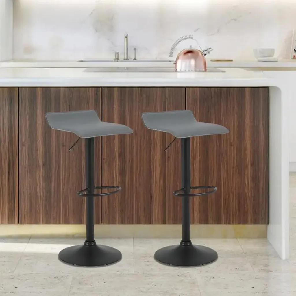 Siège de bar pour comptoir de cuisine gris lot de 2 réglable métal