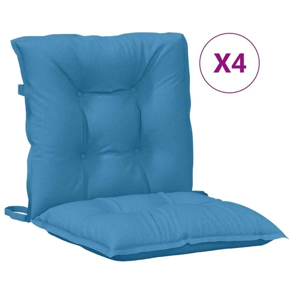 Coussin de chaise rembourré 100x50x7 cm bleu tissu haute densité x4