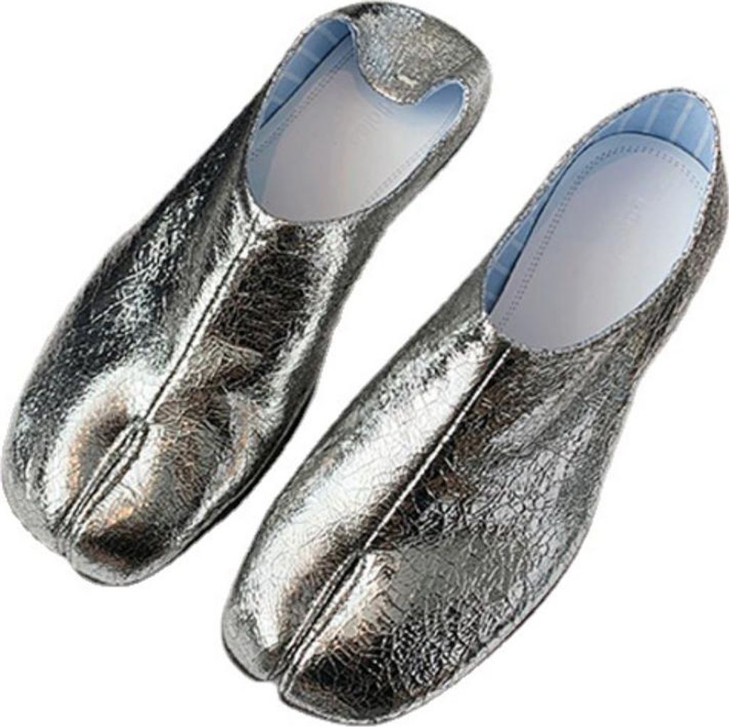INF Bequeme Tabi Schuhe - Polyurethanund Mikrofaser Ballerinas für Alltag, 1 Paar Silber 36