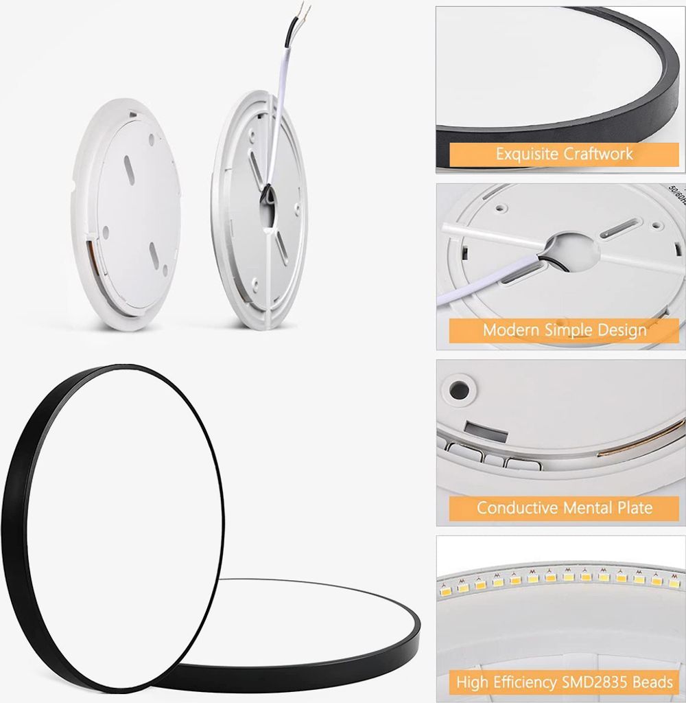 48W 50CM Led stropní světlo černé stmívatelné 3 barevné Obrázek produktu 8