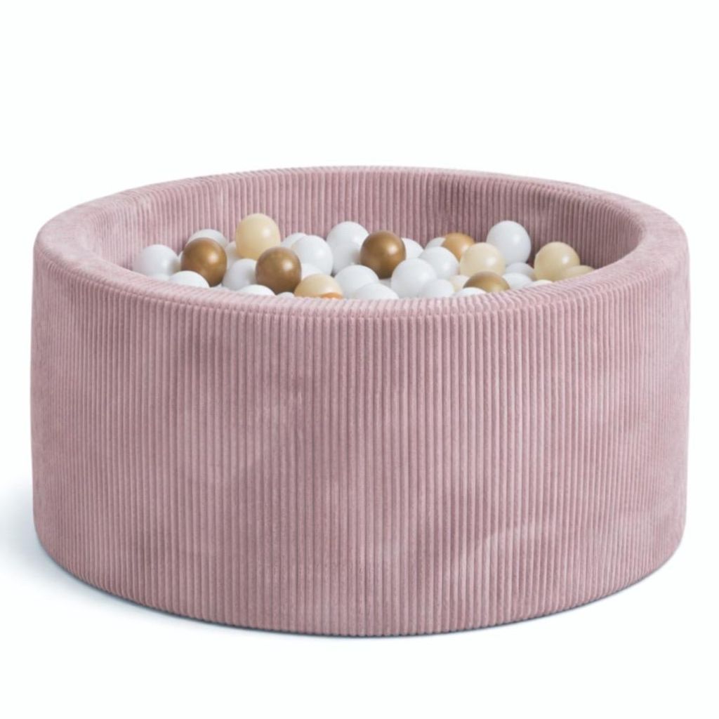 Monio for Kids – Bällebad aus Cord in Altrosa (40 × 90 cm) + 200 Bälle