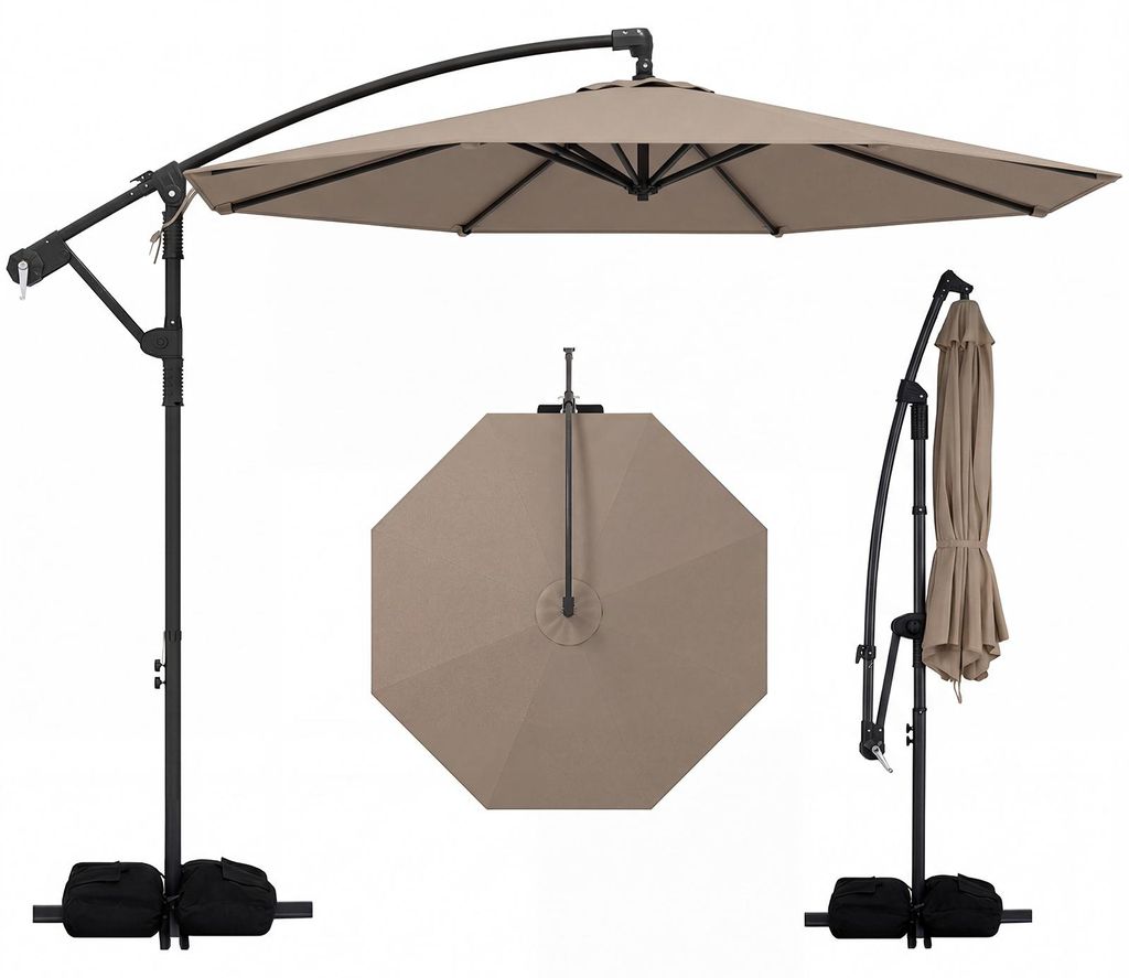 Parasol COSTWAY 300 cm ze stojakiem, parasol z korbą, Zdjęcie produktu 