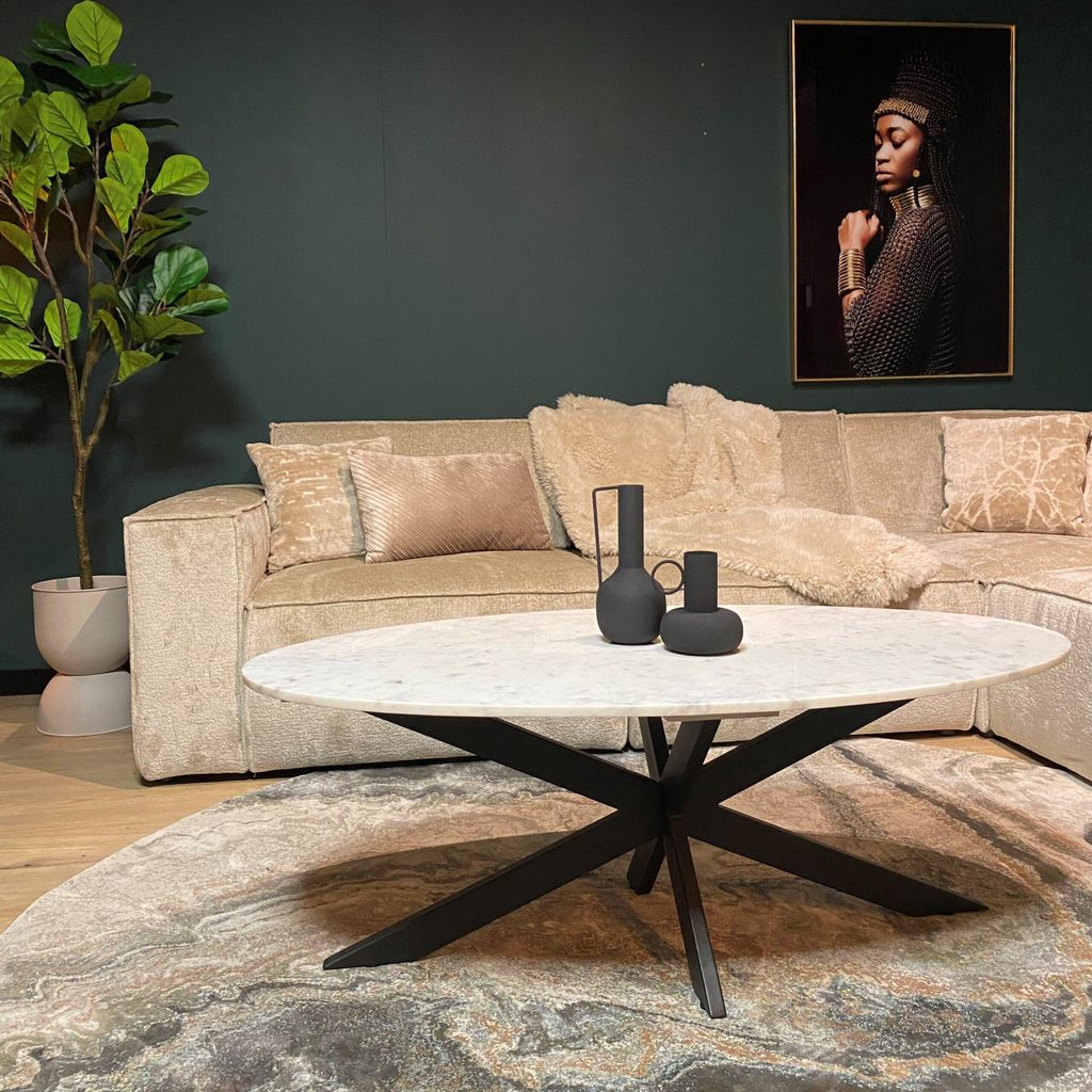 Starfurn - Couchtisch Faye Weißer Marmor - 120 cm - Oval
