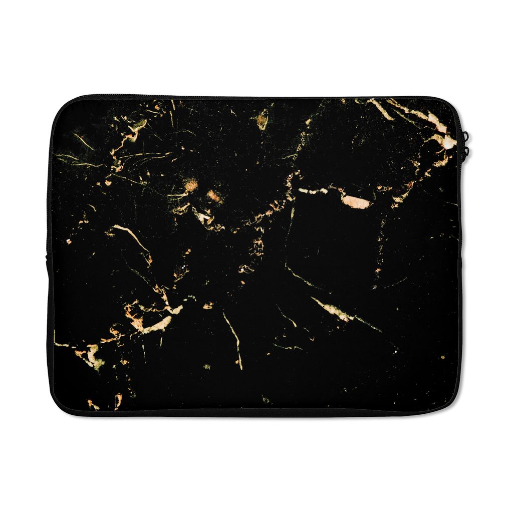MuchoWow Laptop Hülle 15 Zoll Marmor - Limette - Schwarz - Gold Laptoptasche - Laptoptasche - Sleeve - Rundum-Schutz