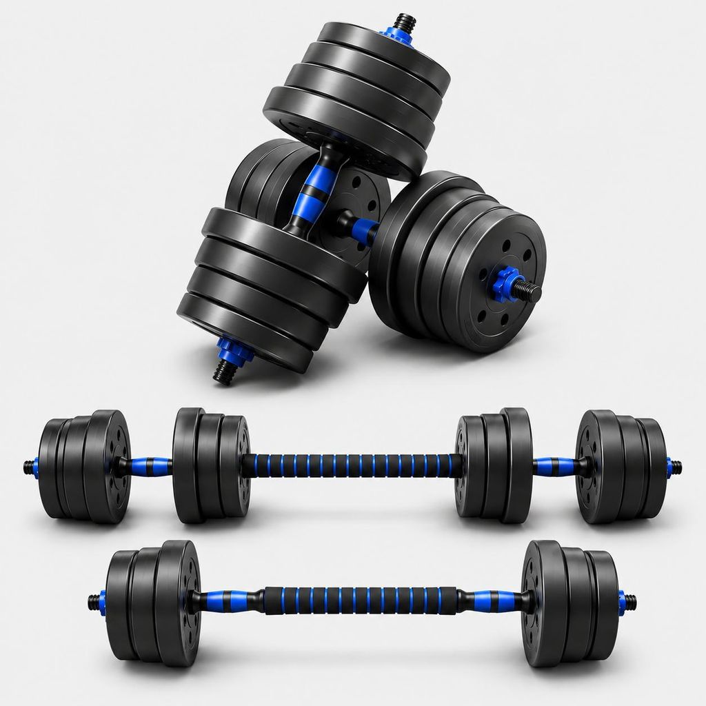 Lacestone 2in1 Hantelset 30 Kg Kurzhantel Langhantel Set Produktbild 