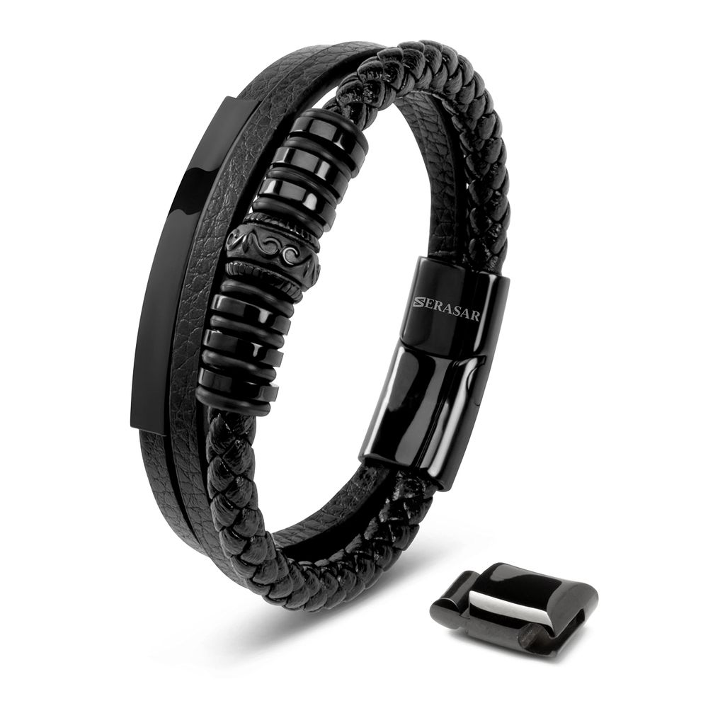 SERASAR | Kožený Náramek pro Muže [Shine] z Stainless Steel Obrázek produktu 