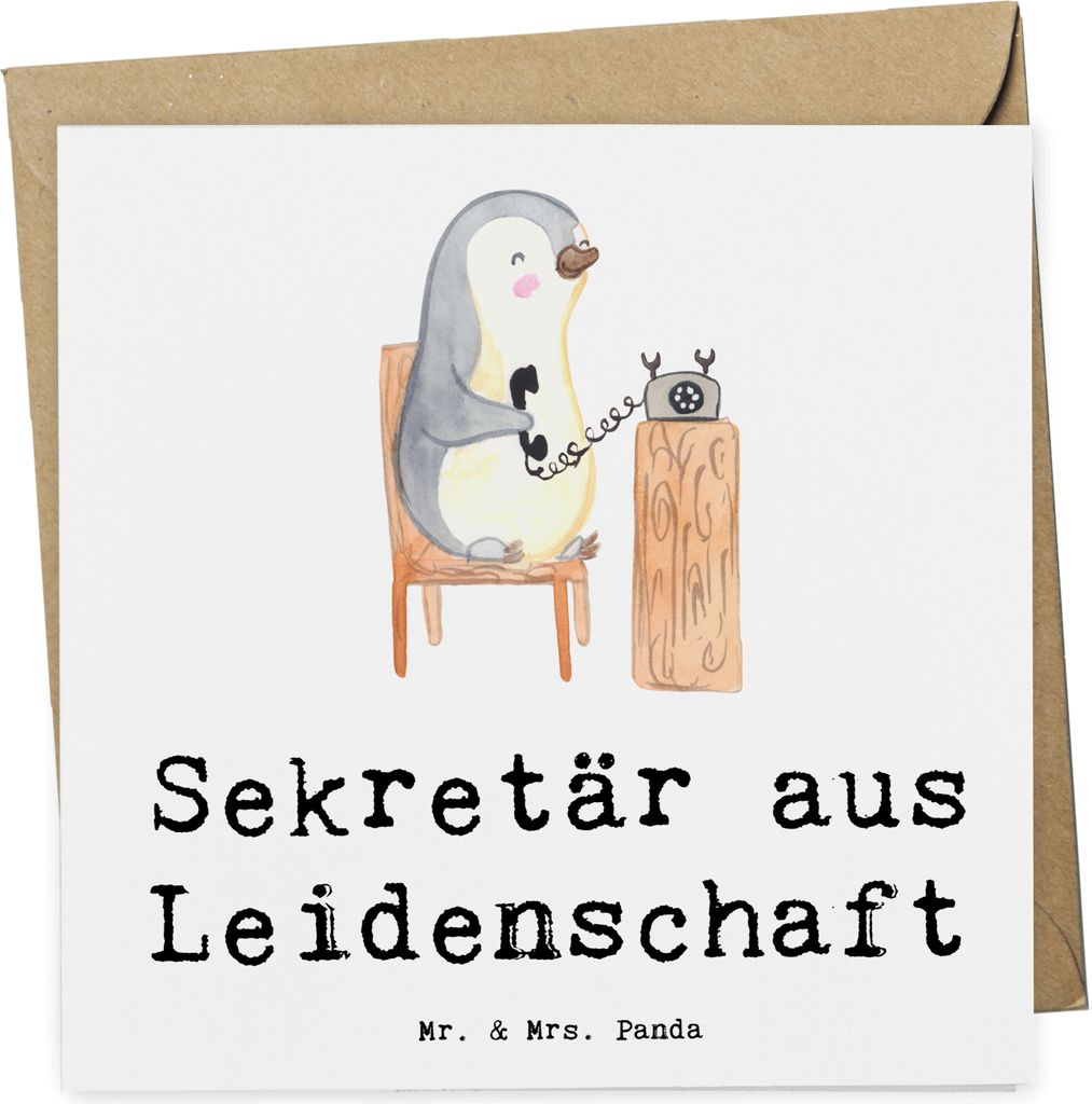 Mr. & Mrs. Panda Klappkarte Sekretär Leidenschaft - Weiß - Geschenk, faltkarte, Glückwunschkarte, Grußkarte, doppelkarte, anlasskarte