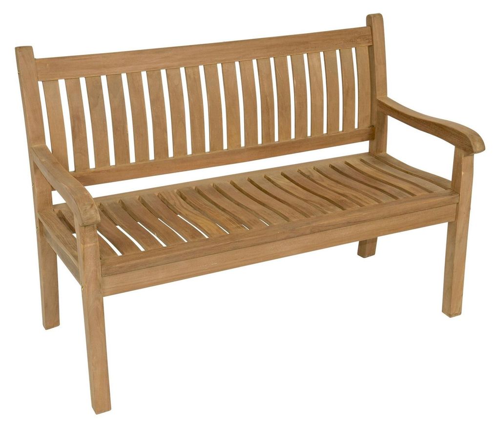 Tuinbank teak gebogen rug, 2-persoons, lengte 130 cm, Productafbeelding 