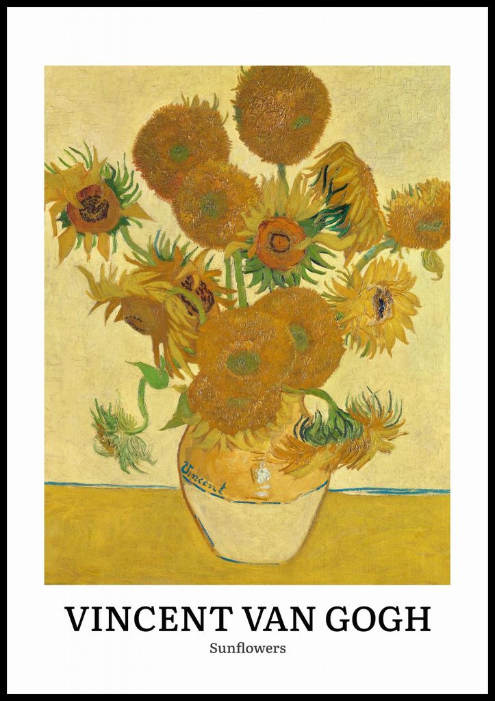 Plakat 70x100cm Design Sonnenblumen, Van Gogh Vintage für das Wohnzimmer