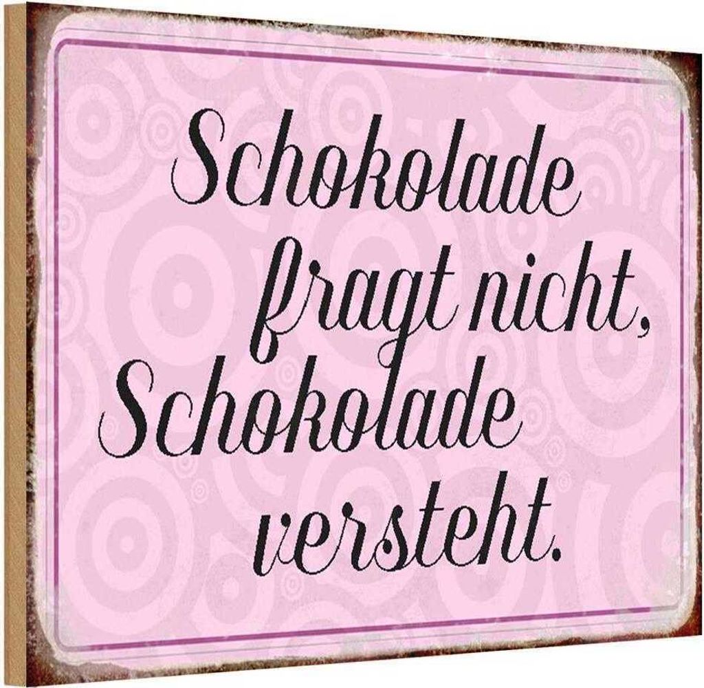 vianmo Holzschild 20x30 cm Schokolade fragt nicht Essen Produktbild 