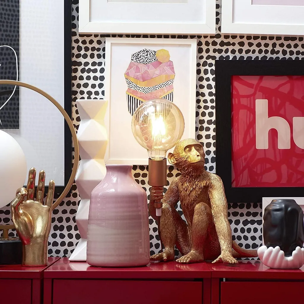 Éclairage d'ambiance singe doré pour décoration intérieure type loft