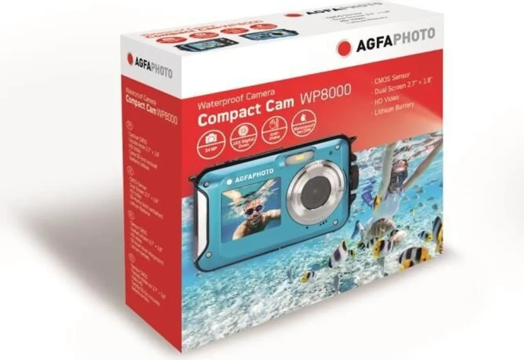 AGFA WP8000 Blu Realishot - Camera Subacquea 2.7K con Doppio Schermo - 10