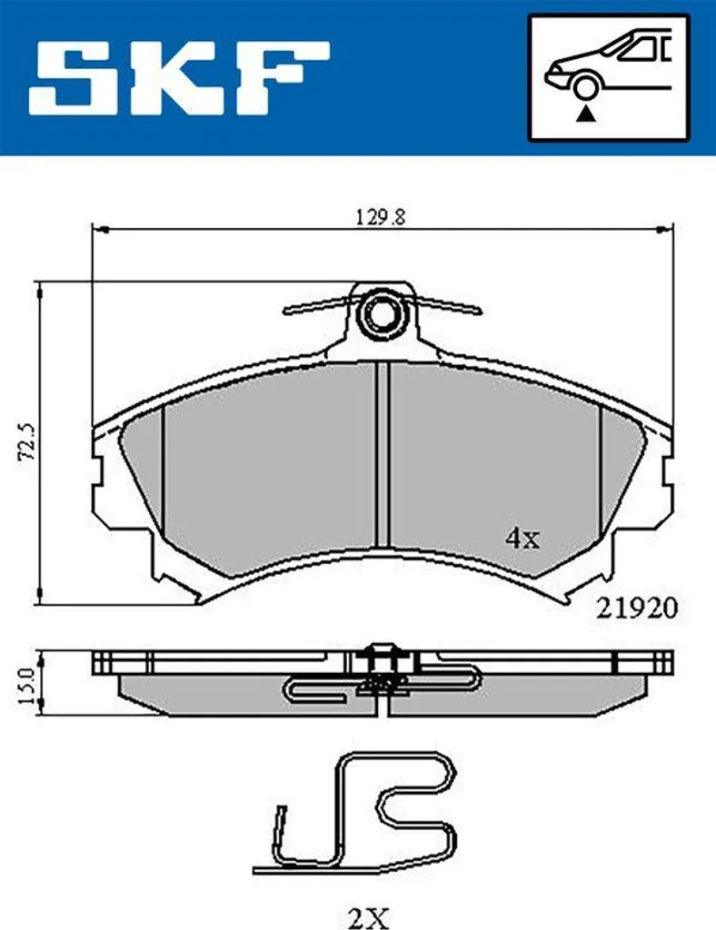 Plaquettes de Frein SKF Haute Résistance OE DBP511117 pour Smart Forfour