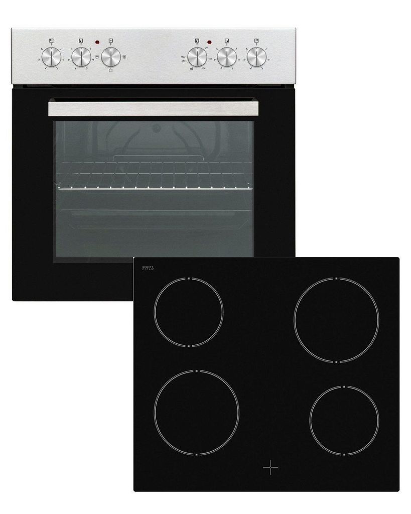 htech WH1100 Elektroherdset, Glaskeramik-Kochfeld mit 4 Produktbild 