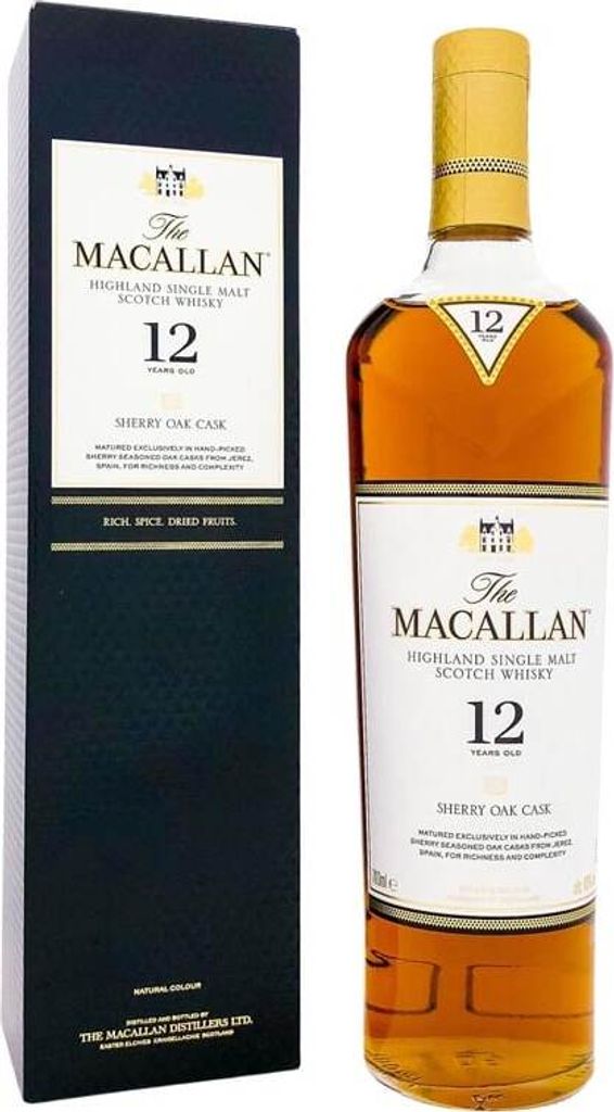 Macallan 12 Year Old Sherry Oak Single Malt, 0,7 l, Single Produktbild 