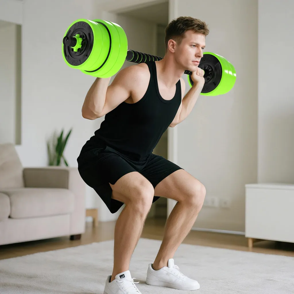 Kit de Musculation Modulable 30 kg : Haltères, Kettlebell et Pompes Vert - 2