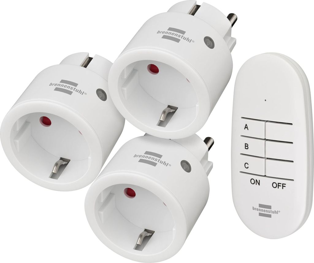 brennenstuhl Funkschalt-Set Comfort-Line Mini 3er Set weiß Produktbild 